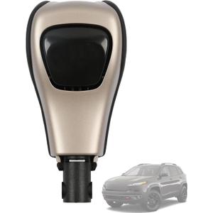 Gear Shift Knob Handle with Button 5YD261X9AB Fit for Jeep Cherokee Latitude/Limited/Trailhawk/Sport/North 2014-2019 Gear Shifter Lever Selector（Champagne Gold） 5YD291X9AA 68253072AA