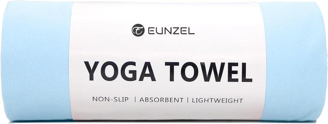 Eunzel Hot Yoga Towel Non Slip Yoga Mat Towel Non-Slip Sweat Absorbent Towel for Hot Yoga, Pilates and Workout 72" x 26.5", Blue