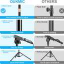 Mic Stand with Boom Arm, Heavy Duty Tripod Microphone Stand Floor Holder Height Adjustable with Carrying Bag and 2 Mics Clips for Singing Performance, Home Studio Recording, Podcast and Stage