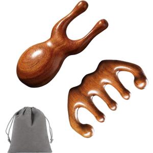 6 x 2PCS Wood Massage Tool Wooden Comb with Frog Eye Massage StickScalp Massager Round Tooth Comb Gua Sha Manual Lymphatic Drainage Massage Tool for Eye Neck Scalp Massage Gift for Mother's Day