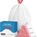 13 Gallon Tall Kitchen Drawstring Trash Bags, 120 Count Pre-separated Garbage Bags, Unscented, Leak Proof, Waste Bag for Kitchen, Office, Home (White)