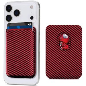 for MagSafe Wallet, Strongest Magnetic Card Holder for iPhone 17, iPhone 16/15/14/13/12 Series, Leather Magnetic Phone Wallet with Powerful Magnets, RFID Blocking, Fit 1-3 Cards, Red