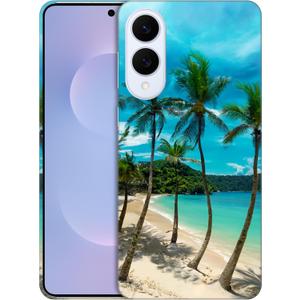 for Samsung Galaxy S25 Edge 5G, Samsung S25 Edge Case - Tropical Beach Palm Tree Design Printed Cute, Sleek Hardshell Protective Designer Phone Back Case for Samsung S25 Edge White