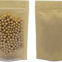 FERENLI 50 Pcs 6.3x9.4 inch Clear Front Brown Kraft Paper for Zip Plastic Package Lock Bag Doypack Stand Up Pouch Zipper Lock Reclosable Pouch Nuts Coffee Food Storage Packaging Pack