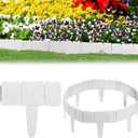 48 Pcs Landscaping Edging Border 37 ft Plastic Garden Border Edging Bulk for Lawn Decorative Stone Like Flower Bed Fence Set for Yard Landscaping Interlocking Stakes for Plant(White)