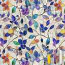 COUNTEWOL Window Privacy Film with Installation Tools Home Decorative Colored Glass Window Stickers Reusable electrostatic Rainbow Stickers (Stained Leaf, 17.5 x 78.7 in)
