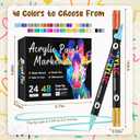 2026 Nail Art Pens for Painting Nails, 24 Pack 48 Colors Dual Tip Acrylic Paint Markers, Water-Based Quick-Dry Long Lasting Nail Art Markers, Acrylic Paint Pens for Home & Salon, DIY Crafts Draw Tool