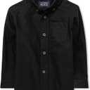 The Children's Place Baby Boys' Long Sleeve Oxford Button Down Shirt (4T, Black)