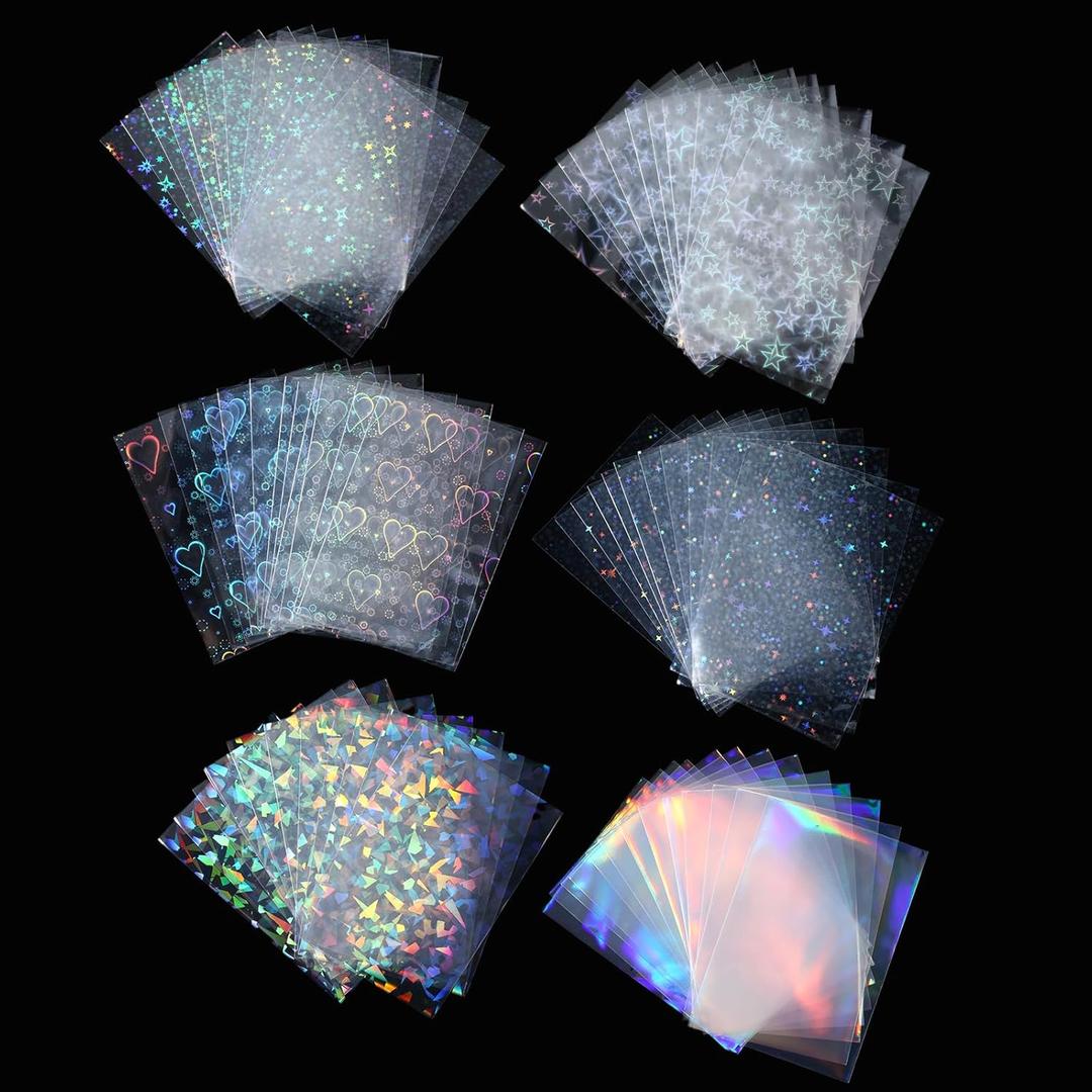 300 Pcs Photo Card Sleeves, 3.46 * 2.4 Holographic Card Sleeves, Soft Clear Sleeve, Slim Fit for Photocard Mini Photo Cards, Postcards, Recipe Cards