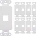 10 Pack Keystone Wall Plate 1 Port, White Decorator Insert Cover for Ethernet, HDMI, Coax, Cat6 Cat5, RJ45, Home & Office Installations