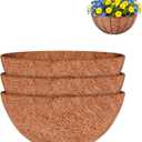 Halatool 3PCS 14 Inch Coco Liners for Hanging Baskets Round Hanging Basket Liners 100% Natural Coconut Husk Liner for Planters for Flowers Vegetables Indoor Outdoor Plants