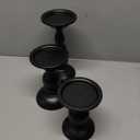 BANOMII Black Pillar Candle Holders Set of 3, Vintage Candle Holder for Table Centerpiece & Fireplace Decor, Decorative Antique Candle Stand for Dining & Living Room Decoration