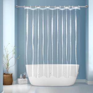 EurCross Clear Shower Curtain Liner Short Length 68 inches with 5 Magnets and Hooks, Waterproof PVC-Free 9G Heavy Duty PEVA Shorter Transparent Shower Curtain 72 x 68 inch