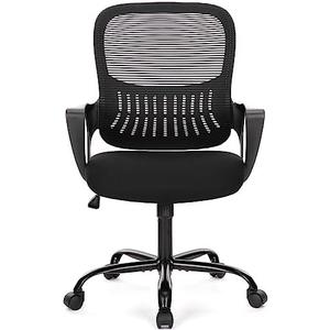 SMUG Office Computer Desk Chair, Ergonomic Mid-Back Mesh Rolling Work Swivel Task Chairs with Wheels, Comfortable Lumbar Support, Comfy Arms for Home, Bedroom, Study, Dorm, Student, Adults