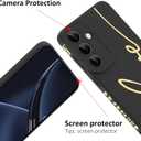 MOWIME for Samsung Galaxy S25 Plus Case, Back Cute Plating Love Letter Pattern with Anti-Fall Lens Cameras Protection Soft TPU Shockproof Phone Cases for Women Girls-Black