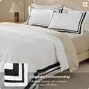 Bedsure 100% Cotton Percale Duvet Cover Queen, Luxury Hotel Duvet Cover, White Comforter Cover with Black Frame, PureWoven Breathable & Lightweight Bedding Set for All Season, 3 Pieces, 90"x90"