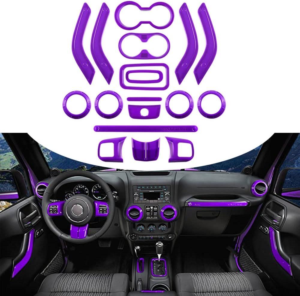 Opall 18 PCS Full Set Interior Decoration Trim Kit, Interior Door Handle Cover Trim, Copilot Handle Cover Trim, Air Conditioning Vent Cover Trim, for Jeep Wrangler JK JKU 2011-2018 4-Door (Purple)