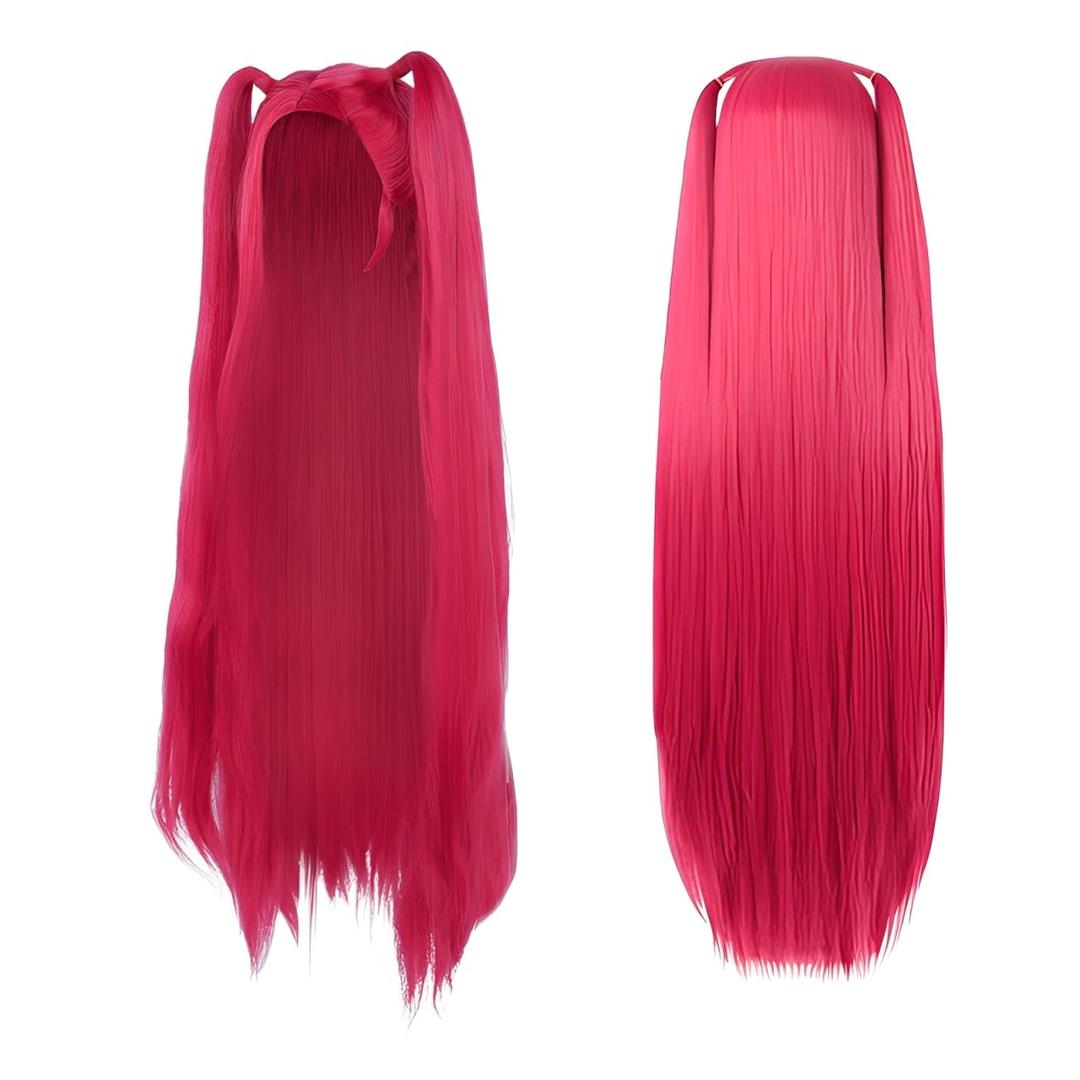 Long Straight Hot Pink Wig for Women, Costume Cosplay Wigs with Bangs, Woman Dance Christmas Cosplay Accessories Props Wig for Party