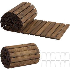 12FT Wooden Garden Pathway, Outdoor Roll Out Decorative Garden Walkway, Weather-Resistant Non-Slip Hardwood Pathway for Backyard, Beach, Wedding Party Paths