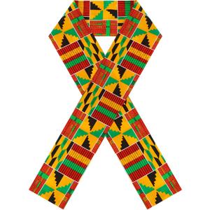 Hicarer African Kente Print Stole Sash African Kente Cloth Scarf Graduation Black History Month Kwanzaa Gifts for Adults
