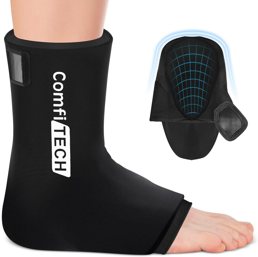 Comfitech Ankle Ice Pack Wrap Sleeve with Large Opening, Reusable Gel Cold Pad for Foot and Heel, Large
