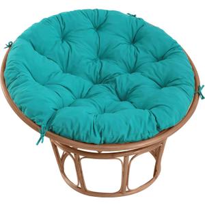 Papasan Chair Cushion Outdoor, Round Papasan Cushion Indoor with Ties, Waterproof Circle Seat Pad for Porch Patio Garden, 45 in Blue, Cushion Only