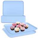 Plastic Serving Trays, 12 Pack Cafeteria Trays Plastic Fast Food Tray for DIY Projects, Painting, Beads, Organizing Supply, 9.4 X 6.7 X 0.6 Inches (Light Blue)