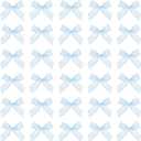 MECCANIXITY 50 Pcs Mini Gingham Ribbon Bows 1.8 Inch Checkered Plaid Bow Fabric Satin for Craft DIY Cake Sewing Wedding Birthday Party Wrapping Christmas Decoration, Light Blue White