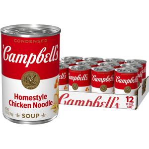 Campbells Condensed Homestyle Chicken Noodle Soup, 10.5 Ounce Can (Pack of 12) (EXP 03/21/27)