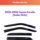 KPY Rain Guards Fit for 2020-2026 Toyota Corolla, Out-Channel Window Visors Vent Wind Deflectors 4PC, Car Accessories for 20-26 Corolla Sedan (Excludes Hatchback)