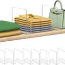 Shelf Dividers for Closet Organization: Durable Clear Acrylic Divider Organizer for Shelves - Vertical Adjustable Shelving Separators for Clothing Purse (8 Pack)