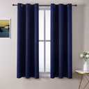ChrisDowa Small Window Curtains 50 inches Long for Bedroom - Grommet Short Thermal Insulated Room Darkening Curtains for Kitchen (2 Panels, Navy Blue, 29 x 50 Inch)