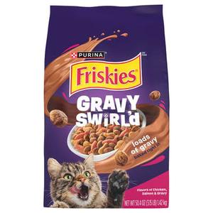 Purina Friskies Gravy Swirlers Dry Cat Food, Chicken & Salmon, 3.15 lb Bag
(EXP 01/31/27)