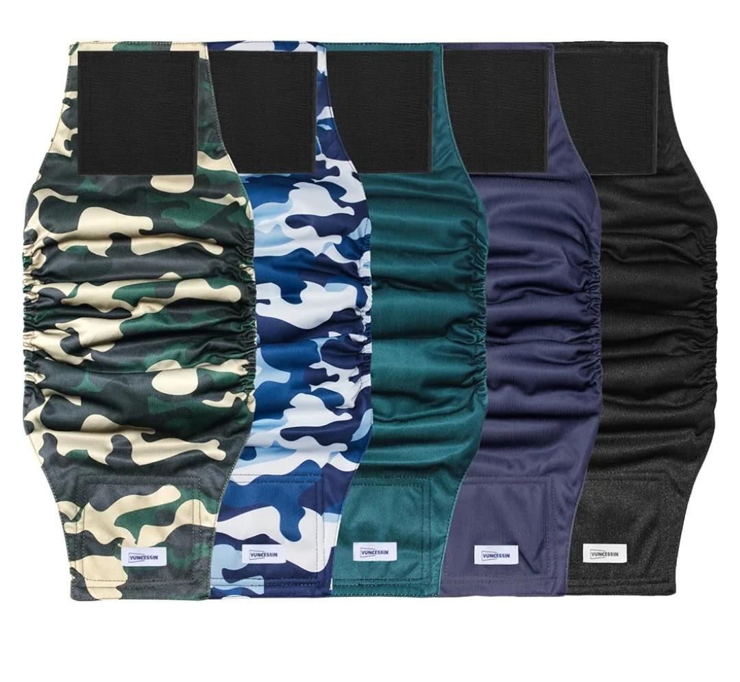 Reusable Dog Diapers Male, Premium Washable Belly Bands for Dogs, Pack of 5, High Absorbing Small Dog Wraps for Doggie & Puppy in Incontinence or Excitable Urination and Training