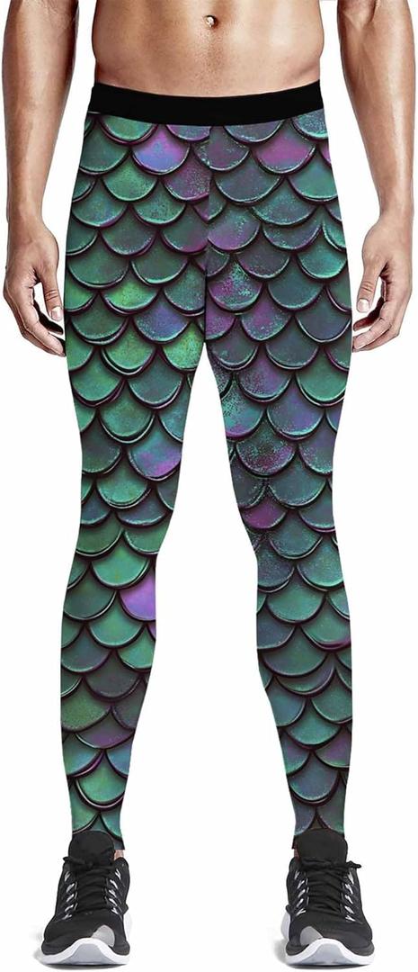 Olivefox Men's Compression Pants Baselayer Cool Dry Sports Tights Leggings (Multicolor) Medium