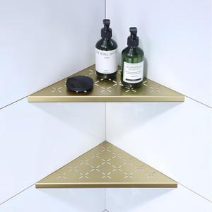 12" Corner Shower Shelf, 2-Pack Shower Shelves SUS304 Stainless Steel Bathroom Shelves for Tile Walls, Recessed Corner Shelf Organizer Rack, No Drilling (Brushed Gold)
