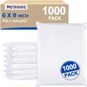 Metronic Poly Mailers 6x9 inch 1000Pcs White Small Shipping Bags for Business, Self-Seal Shipping Envelopes Bulk with Strong Adhesive, Waterproof and Tear-Resistant Plastic Mailing Postal Bags