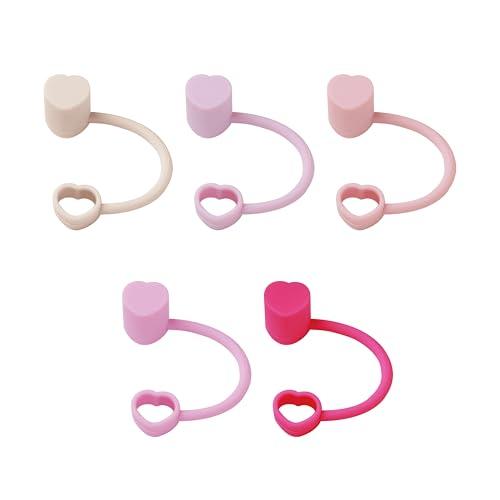 The best MOON Heart-shaped Straw Toppers: Stanley Straw Covers Cap for Tumblers & Stanley Cup Accessories 30, 40 oz - Girly Multi-Color 5-Pack - Valentines & Galentines Day Gifts