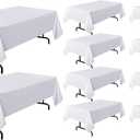 sancua 10 Pack White Tablecloth 60 x 120 Inch, Rectangle Table Cloth for 8 Feet Tables - Stain and Wrinkle Resistant Washable Polyester Table Cover for Dining Tables, Buffet Parties and Camping
