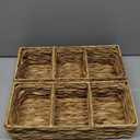 2 Pack 3-Section Woven Baskets, Water Hyacinth Storage Bin, Handwoven Desk Organizer, Toilet Paper Container, Rectangle Holder for Counter Top Toilet Tank Shelves Coffee Bar Pantry