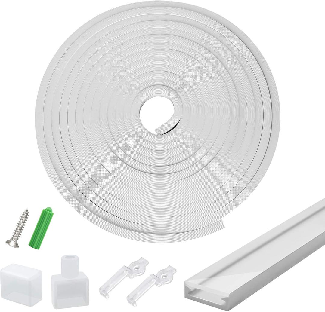 Silicone LED Channel System, NEON Tube for 10mm DIY LED Rope Light Strip, Aluminum Profile New Substitutes, Waterproof IP67,13x5mm 16.4FT/5M Suit for Indoor Outdoor Flexible LED Light Strip Lighting (05x13 Clear surface)