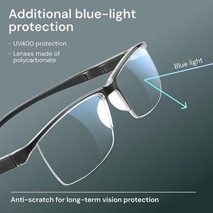 Gaoye Executive Style Reading Glasses Men - Durable Readers with Blue Light Filtering- Comfortable Fit with TR90 Frames