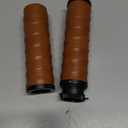 7/8 inch Vintage Motorcycle Handlebar Throttle Hand Grips with End Plugs Aluminum CNC Tube Retro Leatherette for Cafe Racer Bobber Chopper