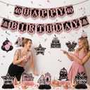 40th Birthday Decorations - 12 PCS Rose Gold Happy 40th Birthday Banner 40th Hanging Swirls Streamers Surprise 1986 Honeycomb Centerpieces Table Decorations for Birthday Party Supplies Favors