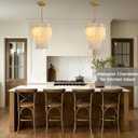 Alabaster Round Chandelier, 2-Tier Spanish Alabaster Chandeliers, Warm White, 13" Modern Small Gold Marble Pendant Chandeliers for Foyer, Kitchen Island, Dining Room, Bedroom, D13in