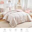 Joyreap 3pcs Cotton Comforter Set for Girls, Pink Floral Design, Twin Size Soft n Cozy Bedding Comforter Set for All Season- 68x88 inches