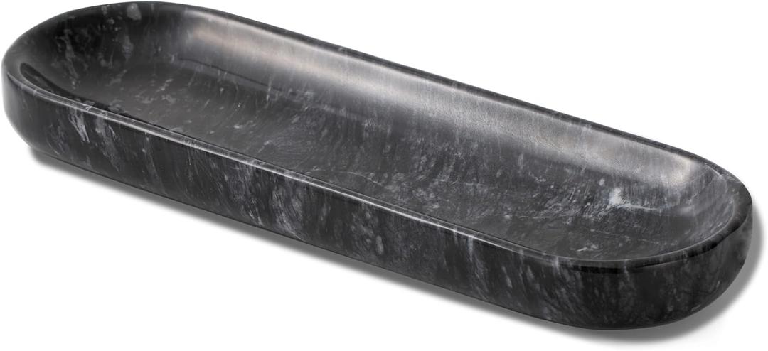 10.6 Marble Tray, Decorative Bowl for Home Decor, Natural Marble Key Bowl, Candy Bowl, Decorative Tray for Entryway Table, Vanity and Bathroom Countertop(Black)