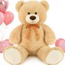 MorisMos Giant Teddy Bear Stuffed Animal 3ft,36'' Big Bear for Kid,Large Stuffed Bear for Baby Shower, Teddy Bear for Girlfriend Boyfriend Wife Mom Fiance Valentine's Birthday, Tan