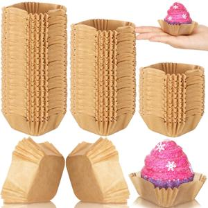 Tanlade 350 Pcs Square Mini Cupcake Liners Disposable Brownie Baking Pan Liners Paper Baking Cup for Cup and Cupcakes Party Supplies for Weddings Birthdays Bridal(Craft)