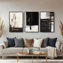 large wall art 3 Panel Framed abstract wall art 24x36 Modern Industrial artwork for walls with High Definition Prints and Metal Frame, pictures for Living Room, Bedroom, Stair, Dining Room, 24" W x 36" H x 3Pcs